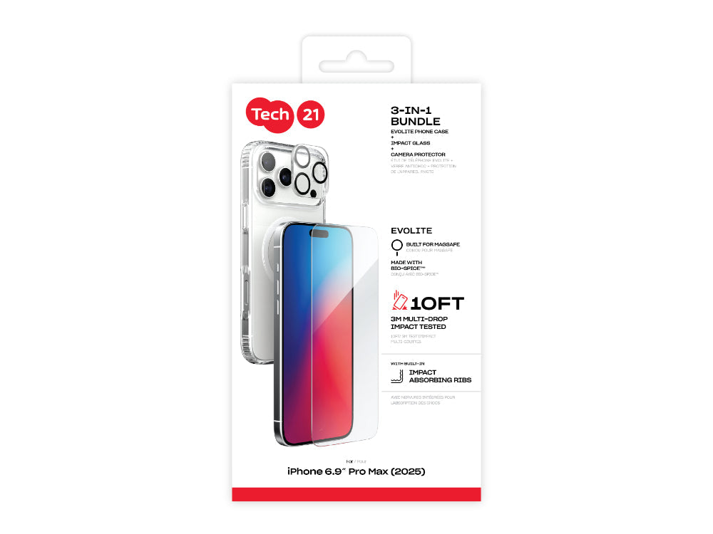 Tech21 3-in-1 EvoLite MagSafe Bundle for iPhone 17 Pro Max - Clear