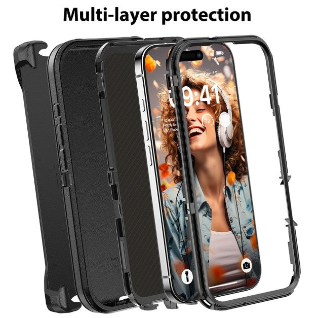 Shockproof Robot Armor Hard Case with Belt Clip for Samsung Galaxy A17 5G / A26 5G - Black