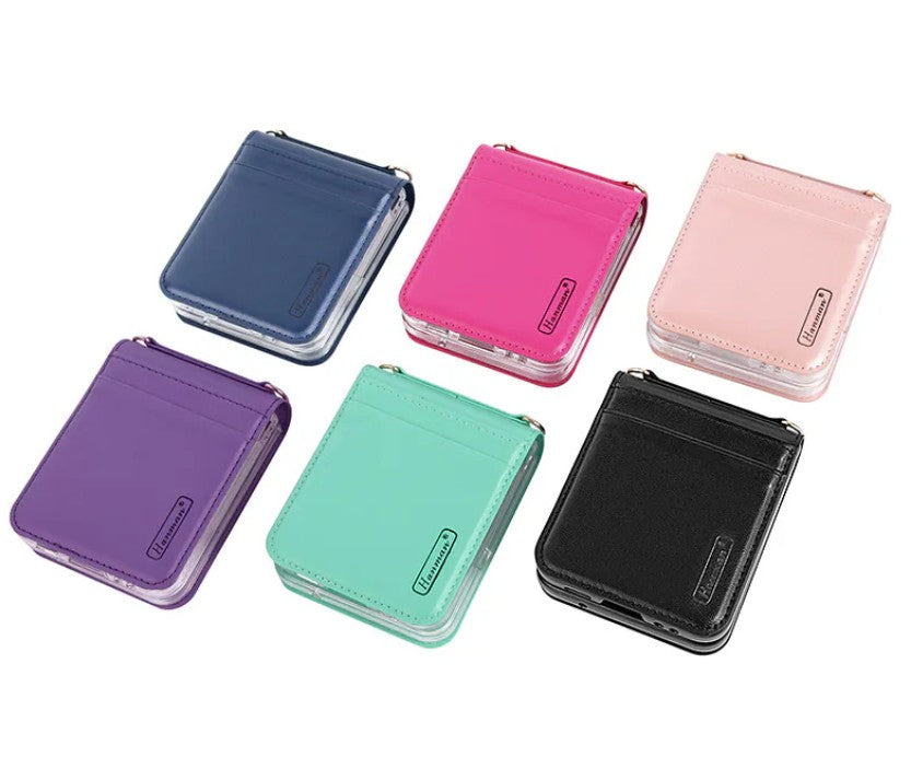 Hanman Wallet Case with Strap for Samsung Galaxy Z Flip 7 / Flip 8 - Black