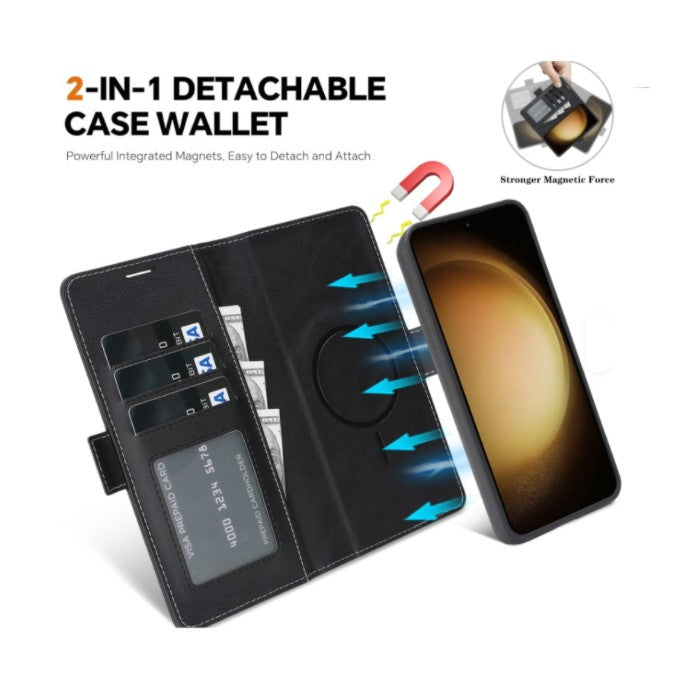 Hanman 2 in 1 Detachable Wallet Case for Samsung Galaxy S26 Ultra - Black
