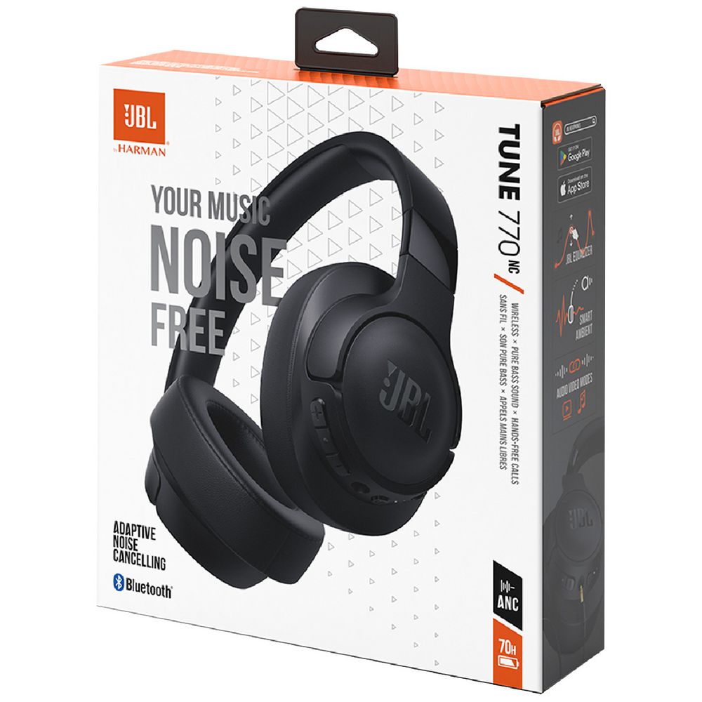 JBL Tune 770 Adaptive Noise Cancelling Wireless Over-Ear Earphones - Black (Australia Stock)