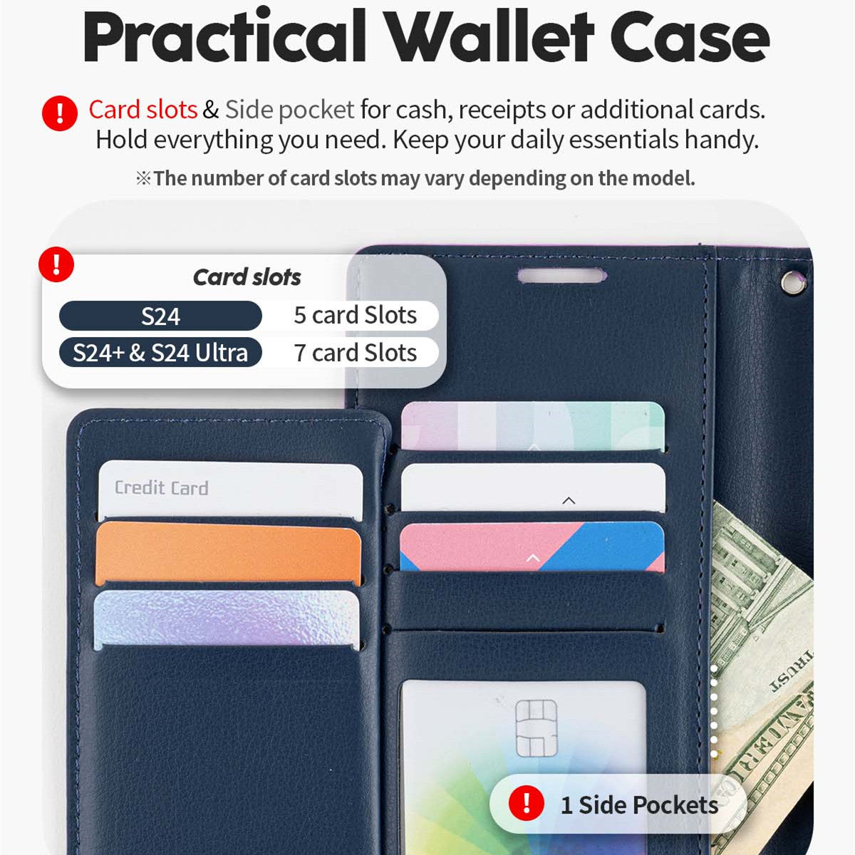 Goospery Rich Diary Book Case for iPhone 14 Plus 6.7' - Black
