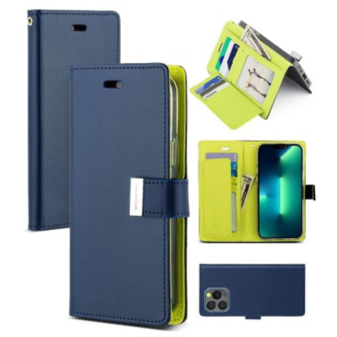 Goospery Rich Diary Book Case - iPhone 14 Pro Max 6.7' - NAVY