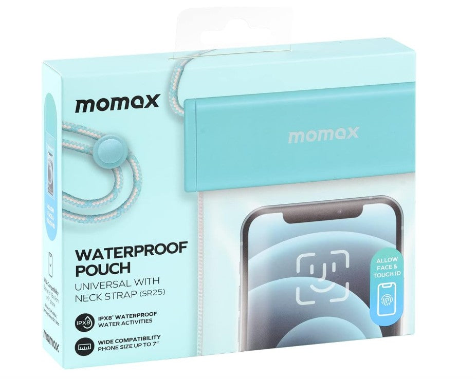 MOMAX WaterProof Pouch with Neck Strap - Blue