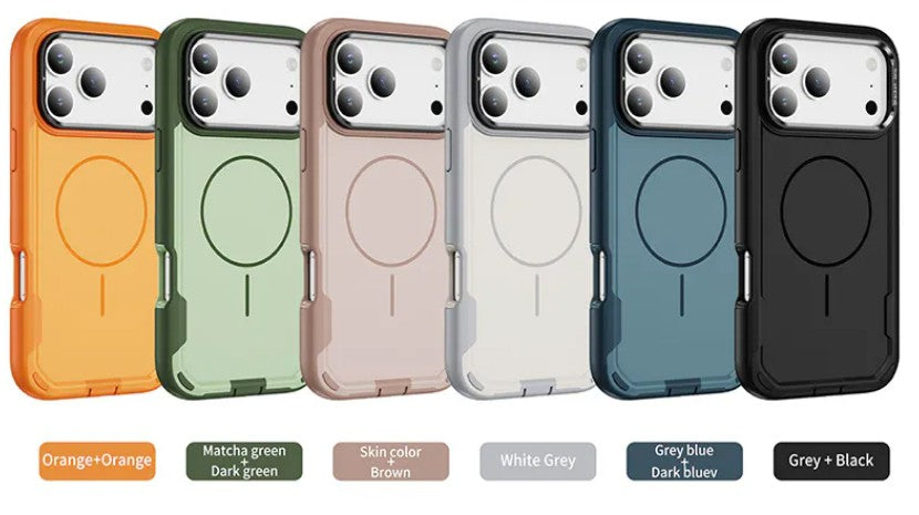 MaxGuard Dual-Layer MagSafe Case with Camera Ring Kickstand for iPhone 17 Pro - Orange
