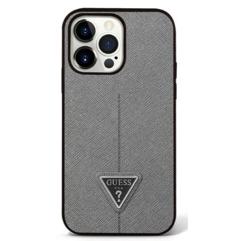 Guess Safiano Line Case for iPhone 14 Pro - Silver