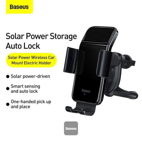 BASEUS Smart Solar Power Electric Wireless Phone Mount Holder (4.7" to 6.7")