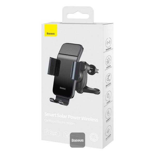 BASEUS Smart Solar Power Electric Wireless Phone Mount Holder (4.7" to 6.7")