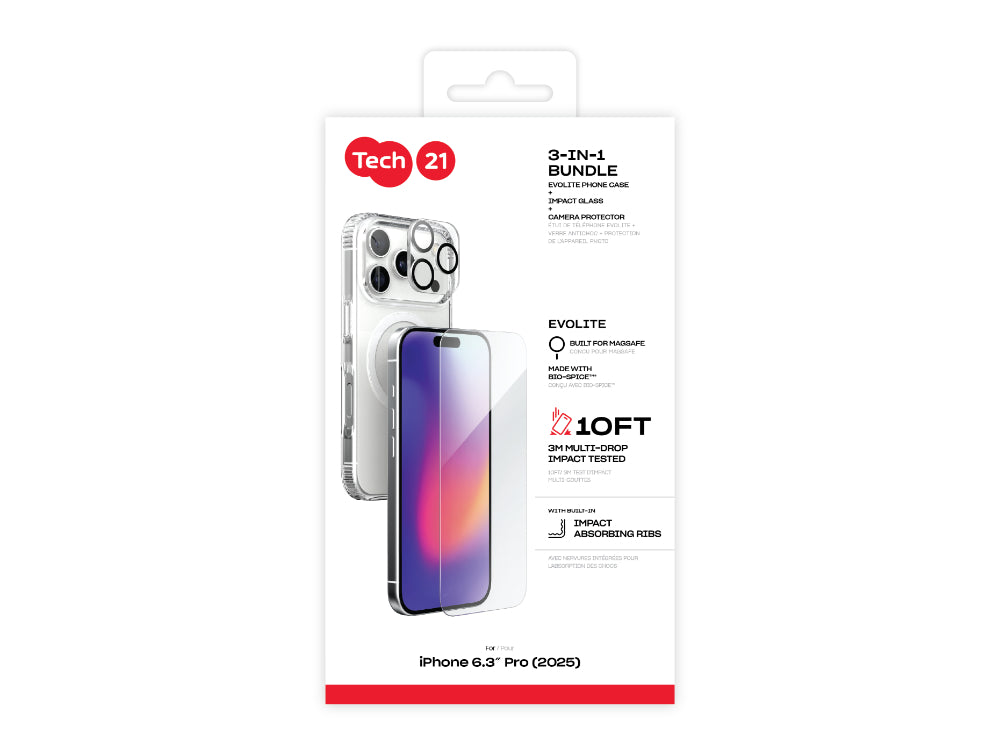 Tech21 3-in-1 EvoLite MagSafe Bundle for iPhone 17 Pro - Clear