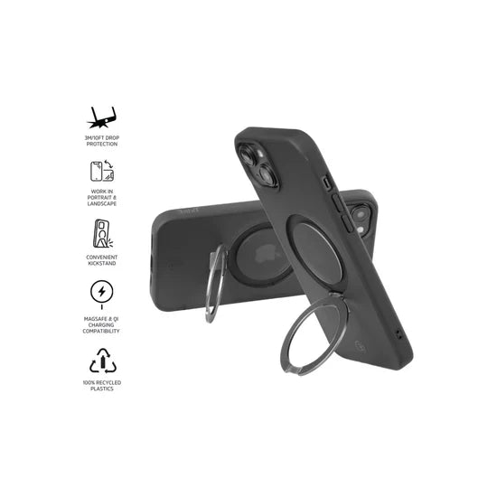 3SIXT - Neo Stand Case w/ MagSafe - iPhone 15 Pro - BLACK