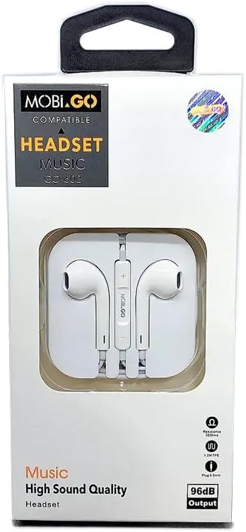 Mobigo - IN-EAR HEADPHONE with Mic 3.5MM - WHITE, GO-602