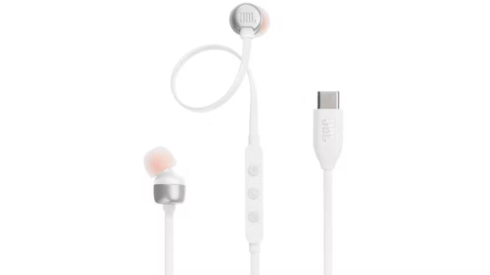 JBL Tune 310C USB-C Wired Hi-Res In-Ear Headphones - White (Australia Stock)