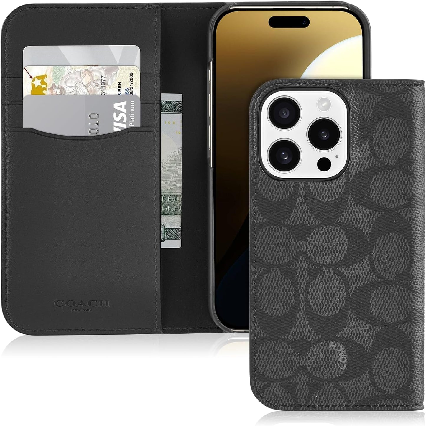 COACH Folio Case - iPhone 16 Pro 6.3" - Signature Charcoal