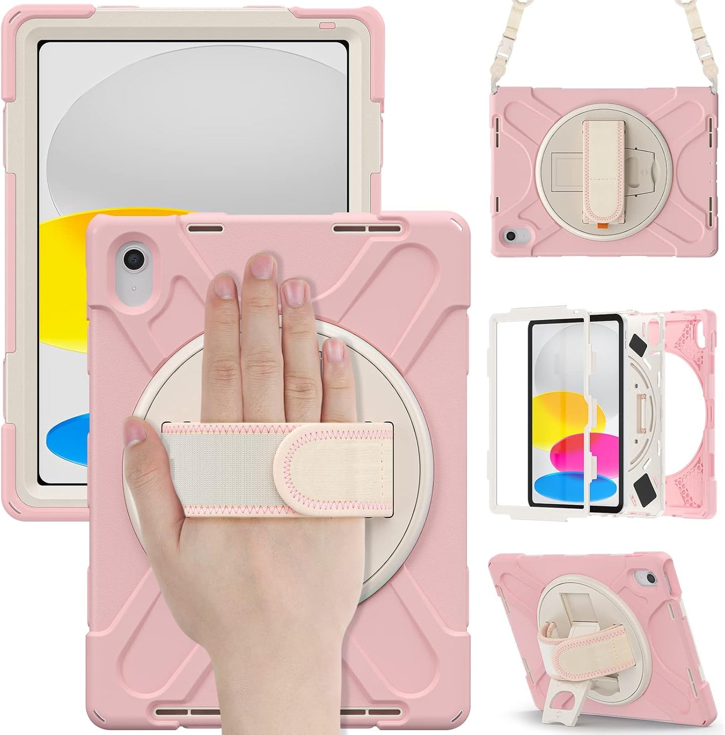 Rugged Protective Case with Handle for APPLE iPad 10th Gen 10.9' (2022) - Light Pink