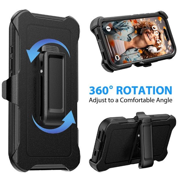 Shockproof Robot Armor Hard Case with Belt Clip for iPhone 16 Pro Max - Navy