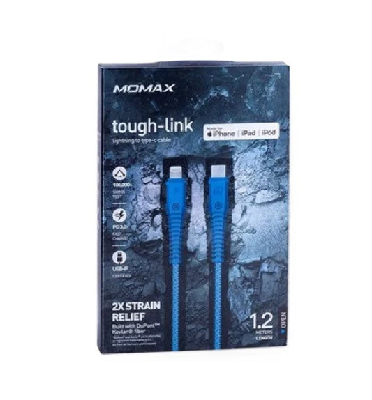 Momax Tough-Link Lightning to Type C Cable 1.2m (Blue)