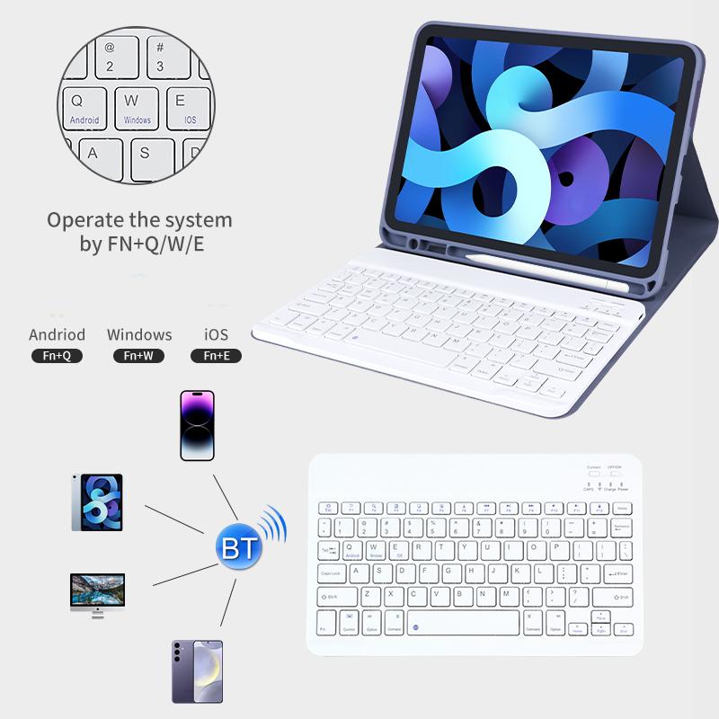 Smart iPad A16 (2025) / 10th Gen (2022) Case with Detachable Bluetooth Keyboard - Pink