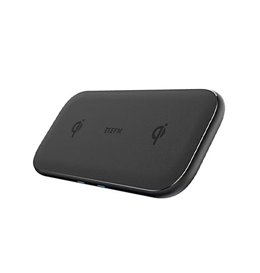 EFM 15W Leather Dual Wireless Charge Pad with 42W Wall Charger (Black)