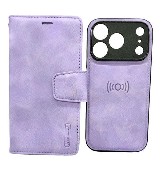 Hanman 2-in-1 Detachable Wallet Case for iPhone 17 Pro (6.3") - Purple