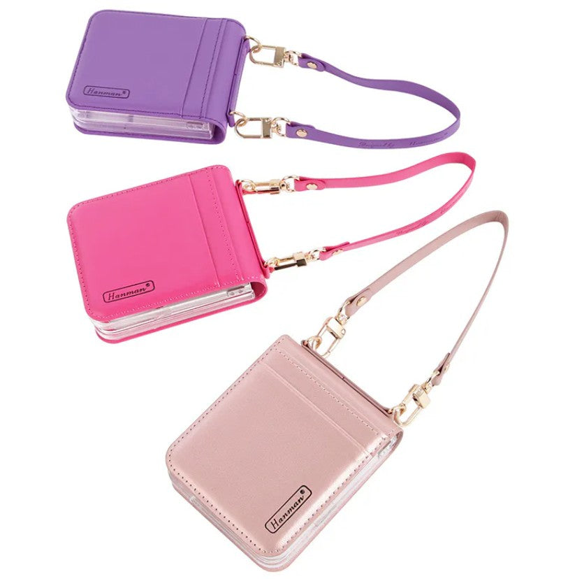 Hanman Wallet Case with Strap for Samsung Galaxy Z Flip 7 /  Flip 8 - Purple