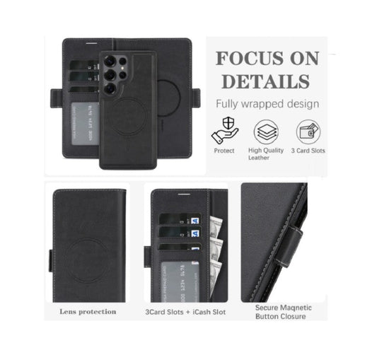 Hanman 2 in 1 Detachable Wallet Case for Samsung Galaxy S26 - Black