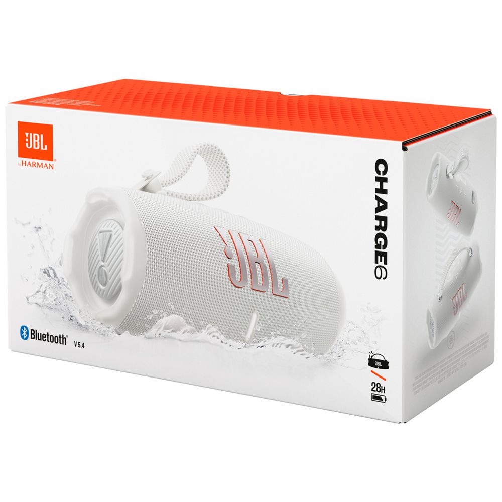 JBL Charge 6 Portable Bluetooth Speaker - White (Australia Stock