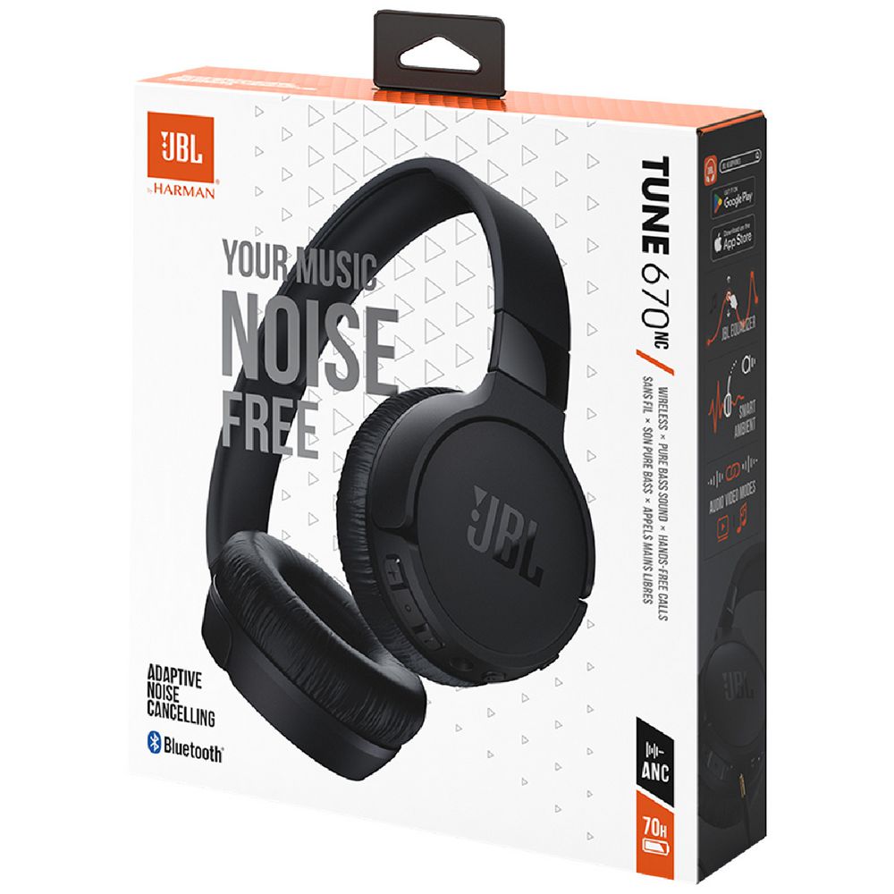 JBL Tune 670 Adaptive Noise Cancelling Wireless On-Ear Earphones  - Black (Australia Stock)