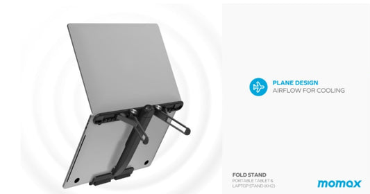 Momax Universal Fold Stand for Tablet and Laptop (Black)