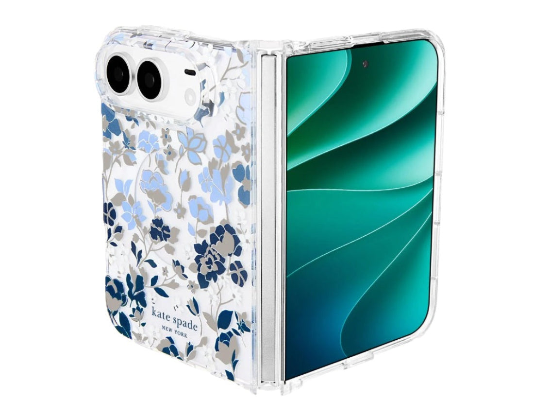 Kate Spade Flowerbed Blue MagSafe Case for iPhone Duo 2026 - Clear / Blue