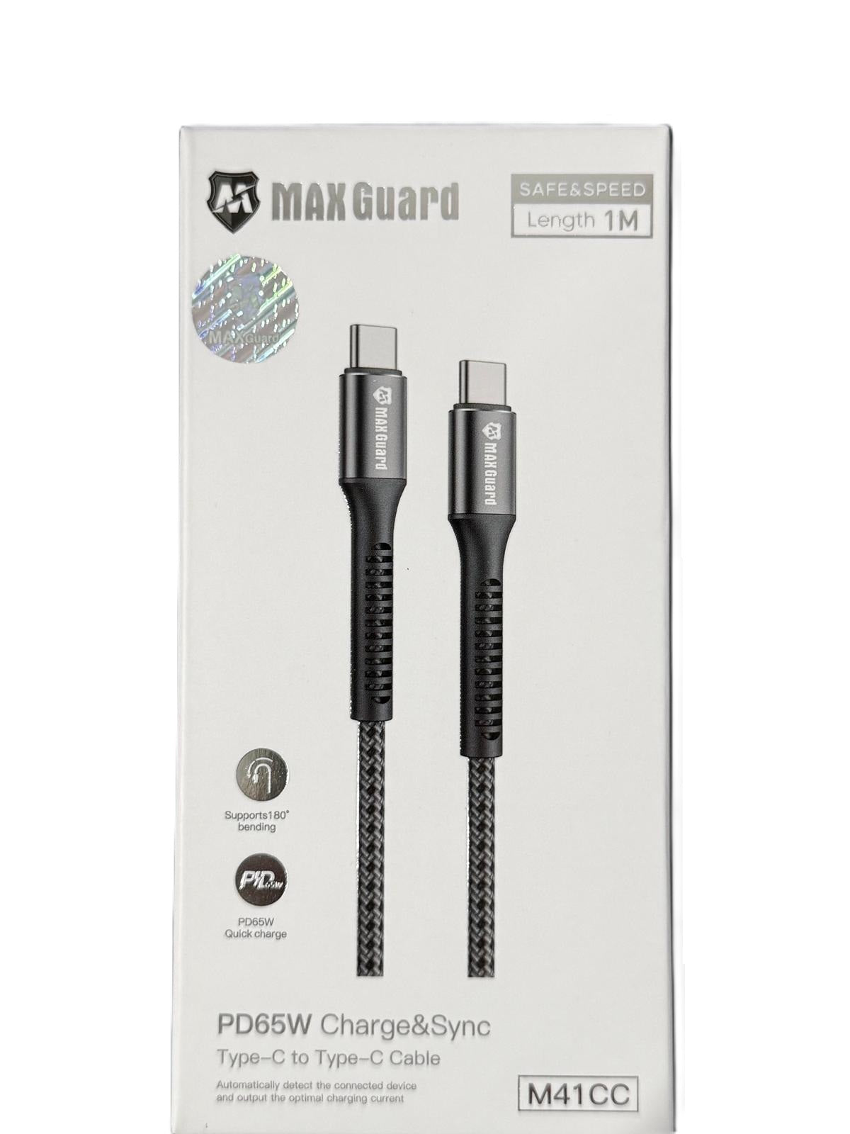MaxGuard PD64W Charge & Sync Cable for Type C to C 1M [M41CC] - Black