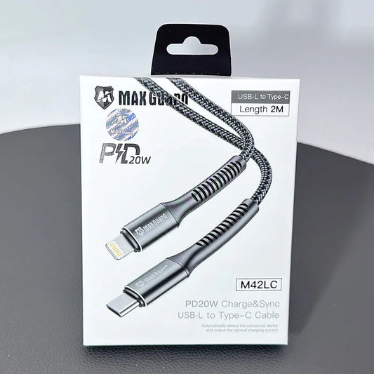 MaxGuard PD20W CHARGE / SYNC LIGHTNING TO TYPE C CABLE 2M, Model : M42LC