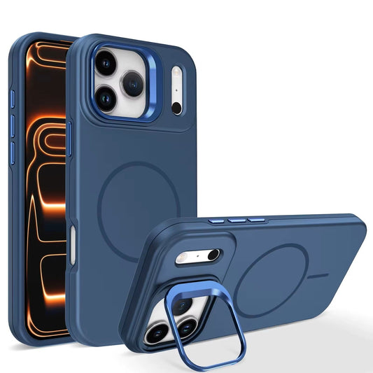 MaxGuard Shockproof Armor with Camera Metal Bracket Holder MagSafe Case for Apple iPhone 17 Pro Max - Navy
