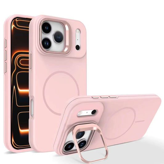 MaxGuard Shockproof Armor with Camera Metal Bracket Holder MagSafe Case for Apple iPhone 17 Pro Max - Pink