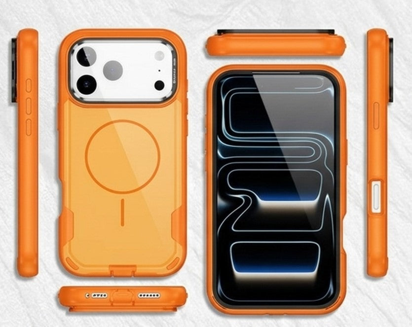 MaxGuard Dual-Layer MagSafe Case with Camera Ring Kickstand for iPhone 17 Pro - Orange