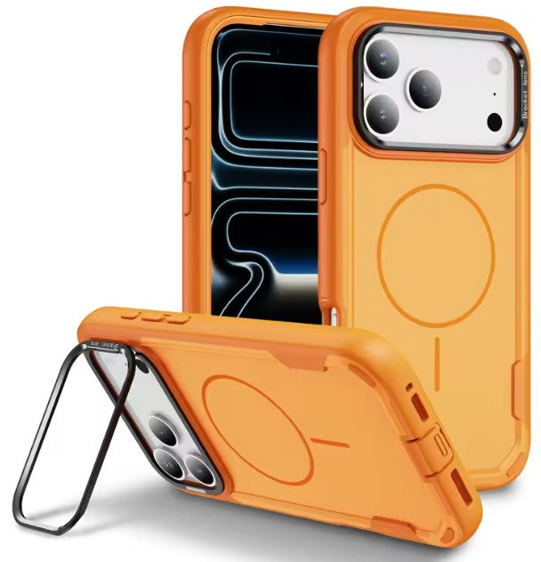 MaxGuard Dual-Layer MagSafe Case with Camera Ring Kickstand for iPhone 17 Pro - Orange
