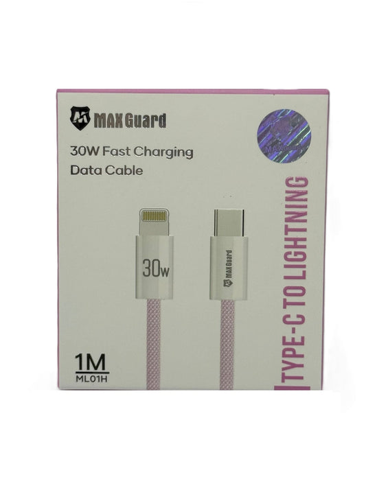 MaxGuard PD30W Charge & Sync Cable for Type C to Lightning 1M [ML01PNK] - Pink