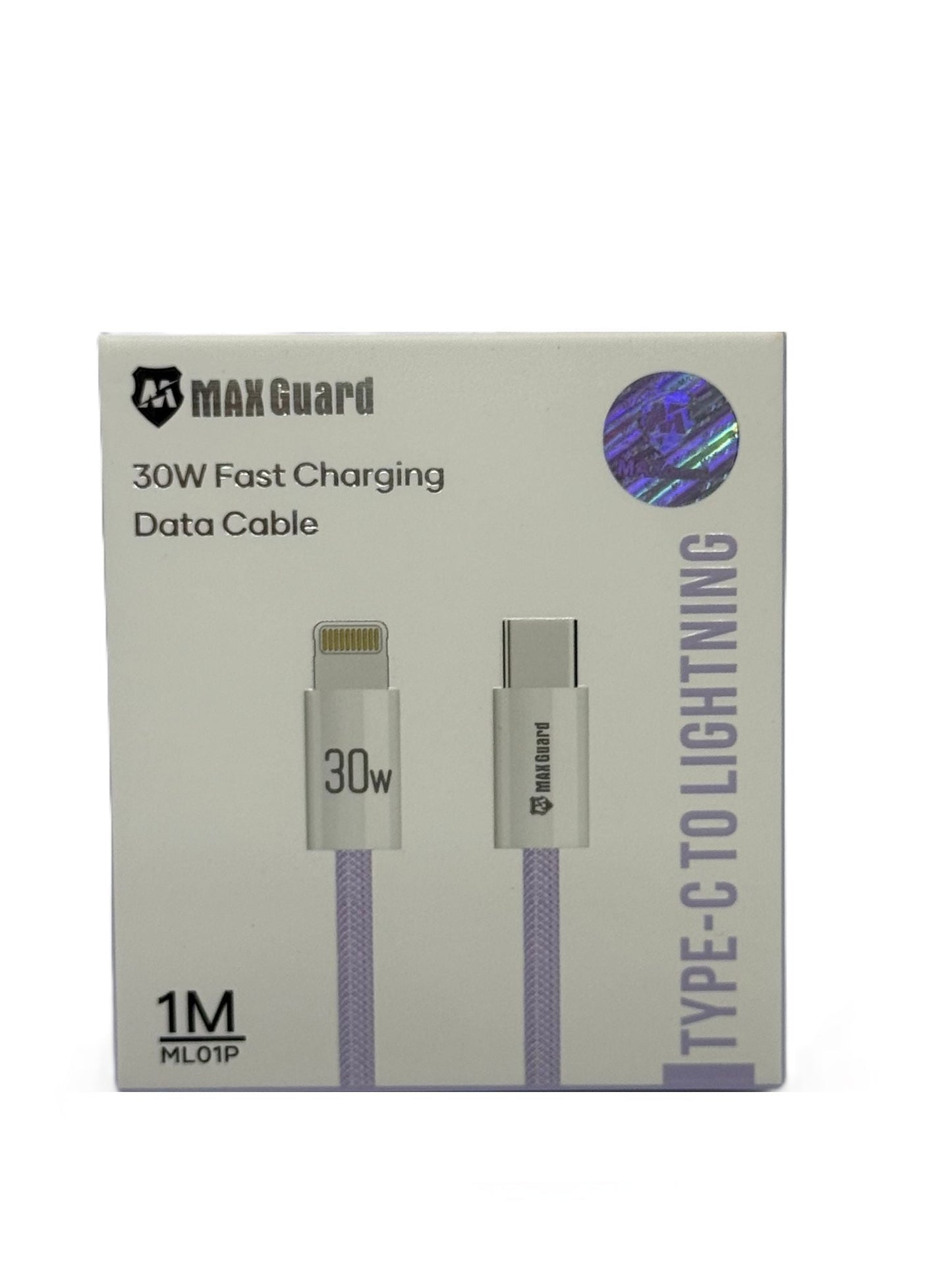 MaxGuard PD30W Charge & Sync Cable for Type C to Lightning 1M [ML01PUR] - Purple