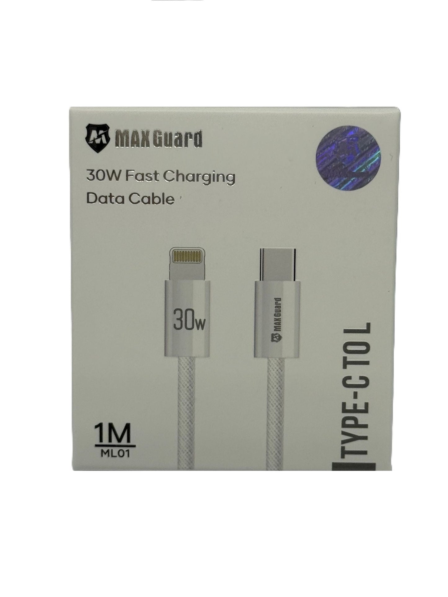MaxGuard PD30W Charge & Sync Cable for Type C to Lightning 1M [ML01WHT] - White