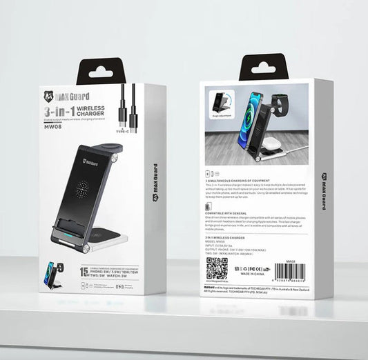 MaxGuard 15w 3-In-1 Wireless Charging Station MW08 (for Apple)