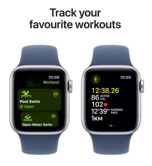 Apple Watch SE 40mm Silver Aluminium Case with Denim Sport Band GPS - S/M [MXEC3ZPA]