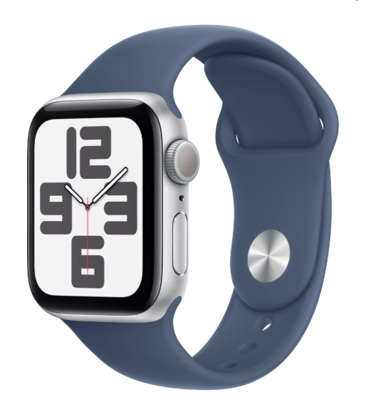 Apple Watch SE 40mm Silver Aluminium Case with Denim Sport Band GPS - S/M [MXEC3ZPA]