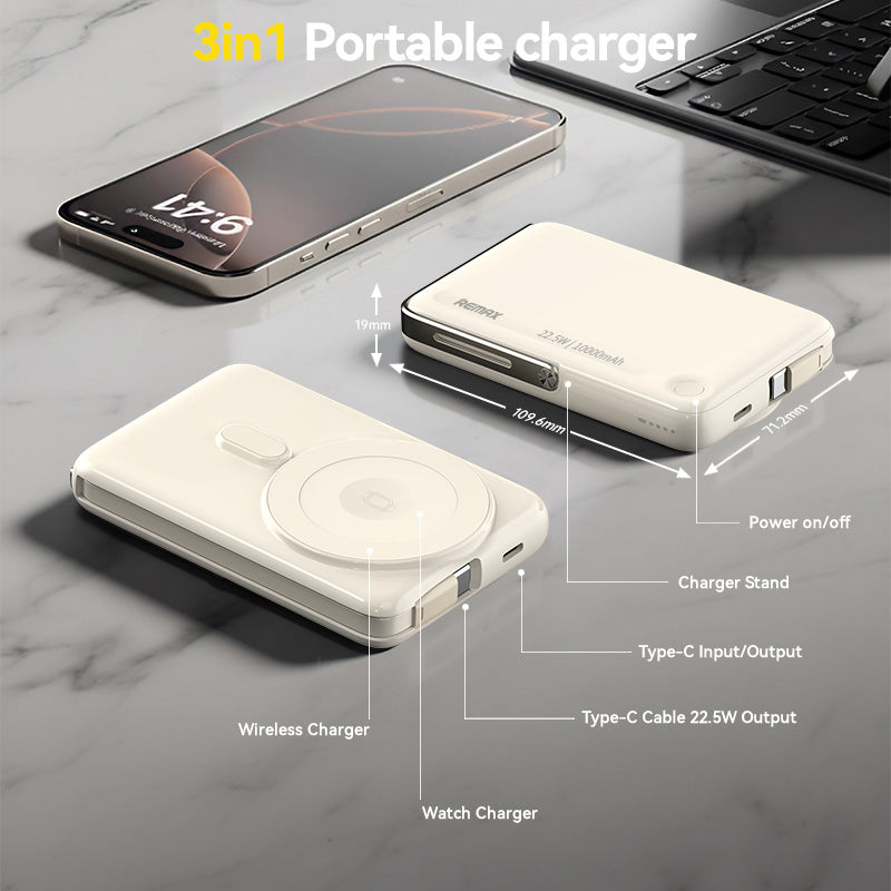 REMAX [MC-05-BEIGE] MagSafe Wireless Power Bank 10000 mAh - Beige