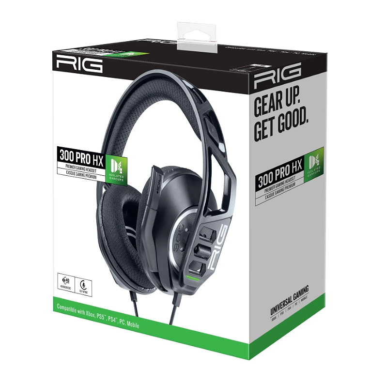 Rig 300 Pro HX Gaming Headset for Xbox Series X/S, Xbox One, PlayStation, PS4/PS5, Nintendo Switch, Mobile & PC with 3.5mm - Flip-up Mic, 40mm Speakers - Black