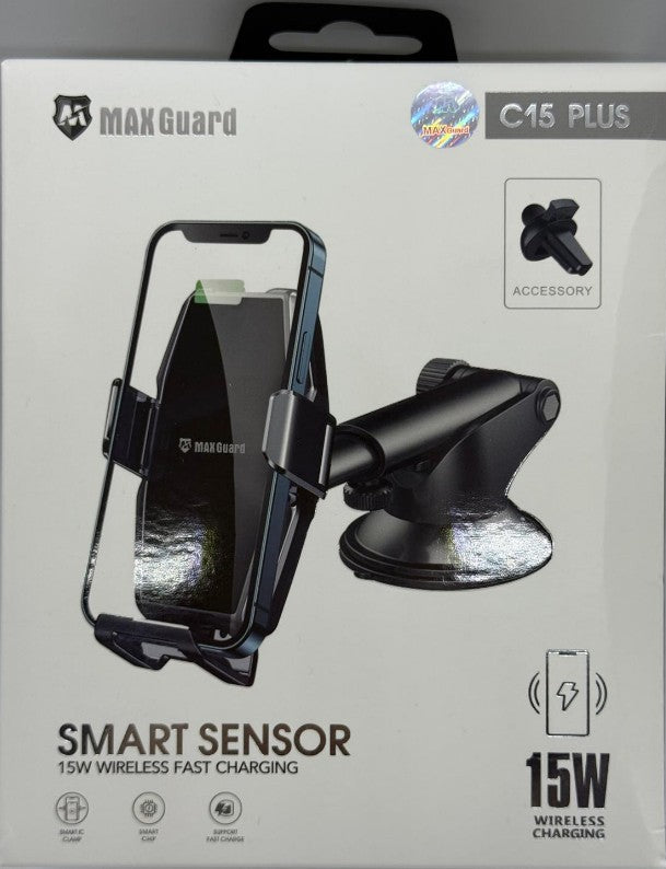 MaxGuard C15 PLUS - SMART SENSOR 15W WIRELESS FAST CHARGING HOLDER
