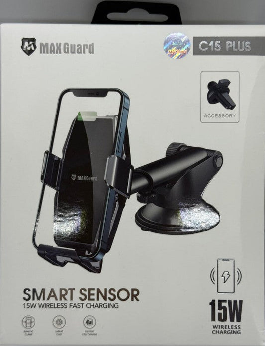 MaxGuard C15 PLUS - SMART SENSOR 15W WIRELESS FAST CHARGING HOLDER