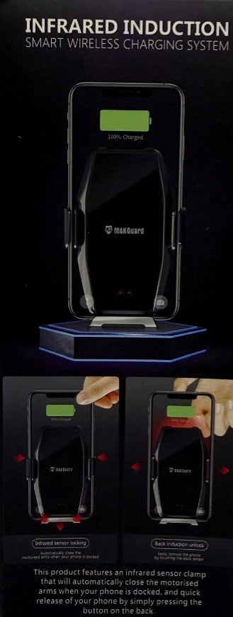 MaxGuard C15 PLUS - SMART SENSOR 15W WIRELESS FAST CHARGING HOLDER