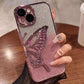 Glitter Butterfly Sandy Case for Apple iPhone 17 - Pink