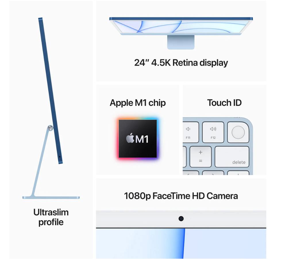 Apple iMac with Retina 4.5K Display M1 24" 8-core GPU 512GB [MGPD3XA] - Silver