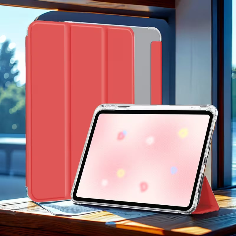SMART Case with Stylus Holder for Apple iPad 10.9' Air 4 / 5 - Red / Clear Back