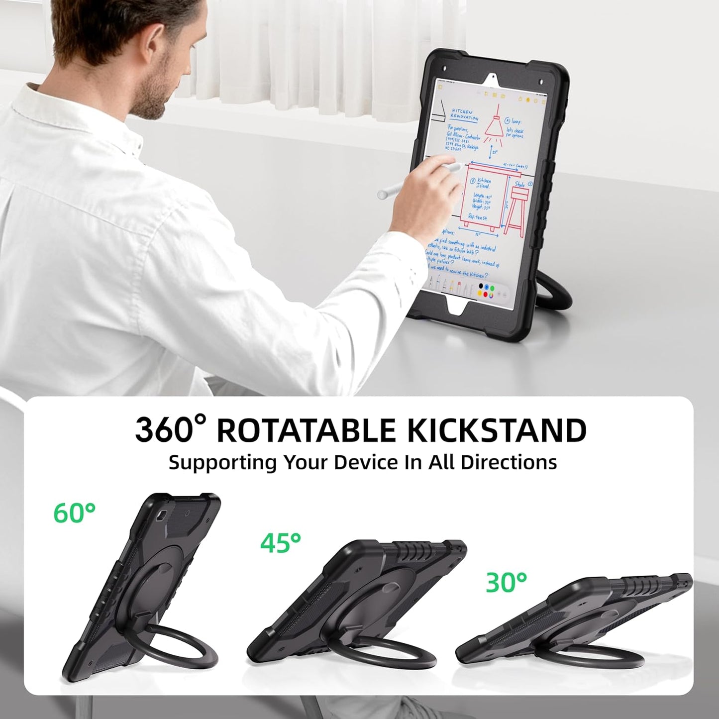 Rugged Protective Case with Folded Handle iPad 10.2' 7 / 8 / 9th Gen - Rainbow